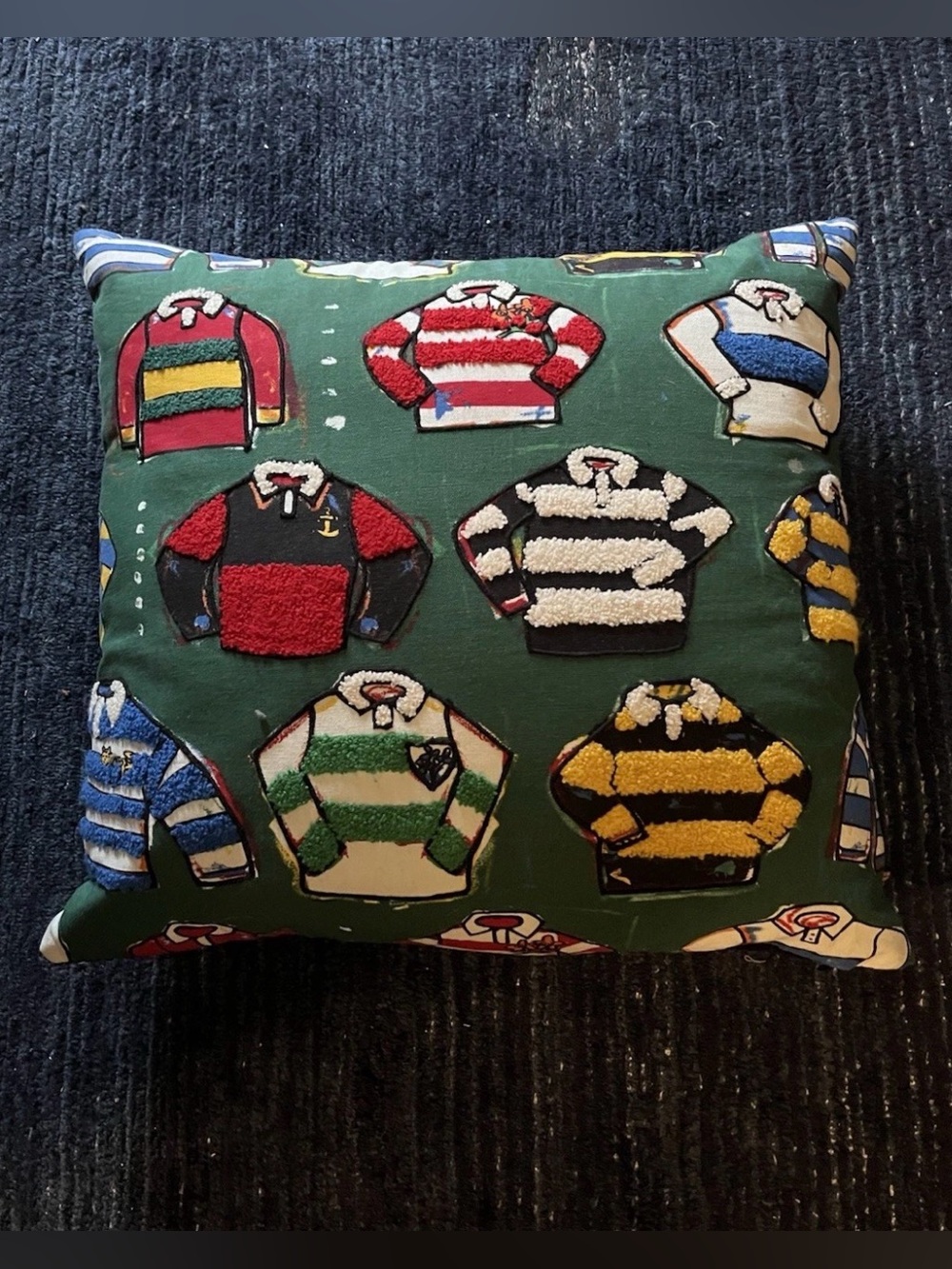 Rowing Blazers Green Rugby Sweater Motif Accent Pillow